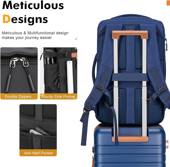 Luggage Sets 3 Piece with Spinner Wheels, Lightweight PC Hardside Suitcase with TSA Lock & YKK Zippers, 20 Inch Carry On Luggage with Travel Bag for Men and Women, Blue