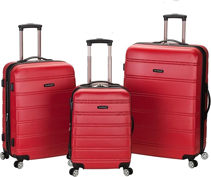 Rockland Melbourne Hardside Expandable Spinner Wheel Luggage, Red, 3-Piece Set (20/24/28)