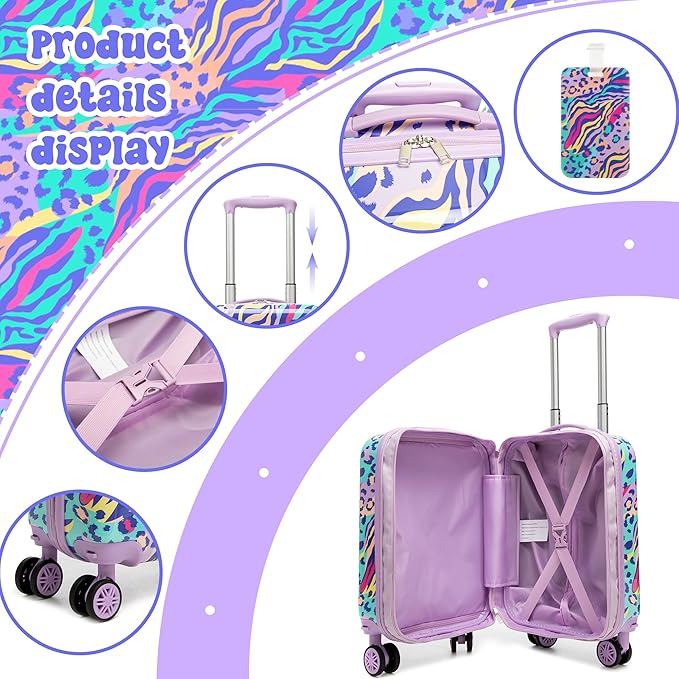 Kids Carry on Luggage Sets 5 Piece Rolling Suitcases for Girls Women with Wheels Toddler Hardshell Suitcase Set Airplane Approved