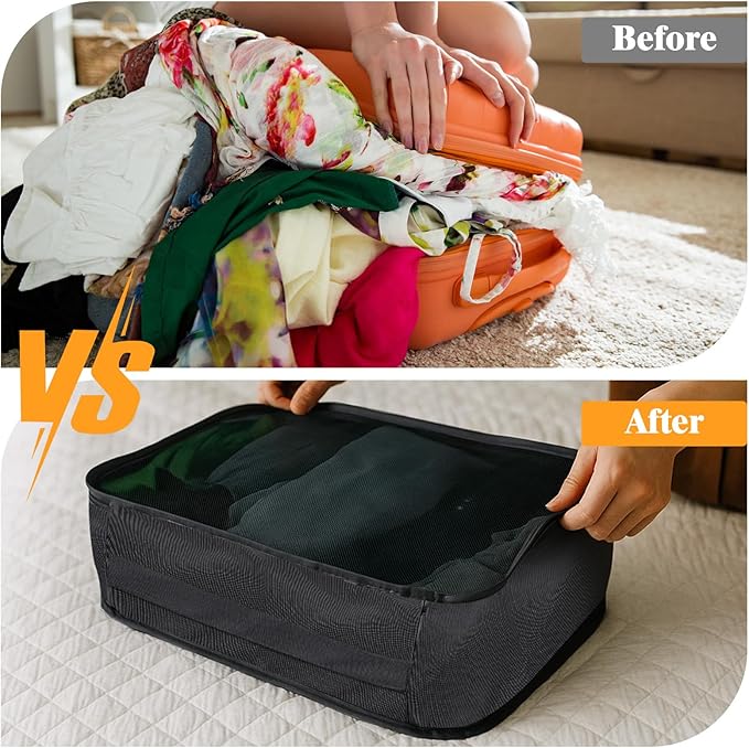 12 Pcs Packing Cubes for Suitcase Travel Luggage Bags Bulk Mesh Organizer Set for Hiking Camping Backpacking Clothes Accessories