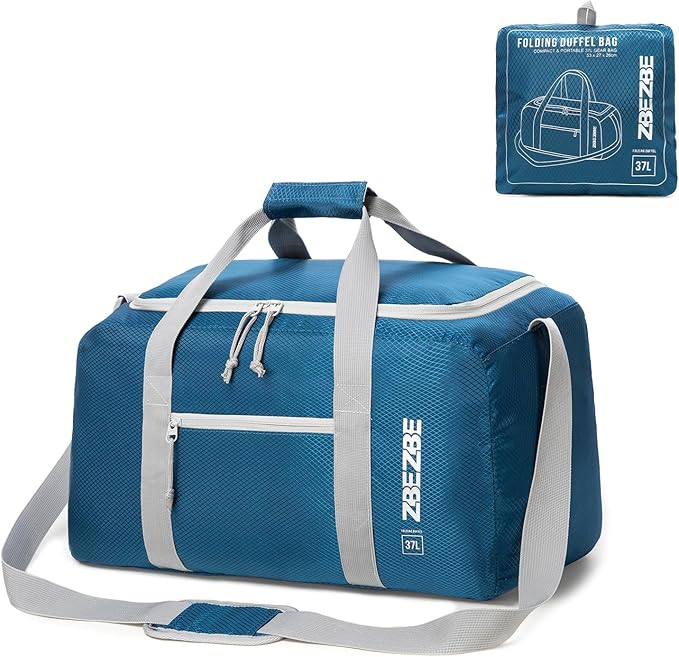 Foldable Travel Duffel Bag, Lightweight & Easy to Carry Water-Repellent Duffle Bag - 2-Way Zipper & Interior Pouch, Ideal for Weekend Trips, Daily Use,Camping，Sports