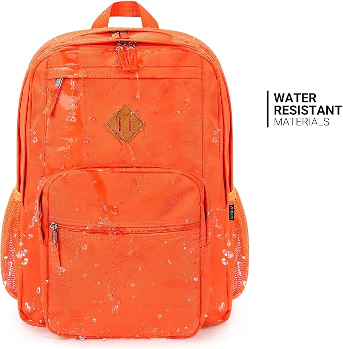 ZORFIN 26L Backpack for College, and Travel: Water Resistant Bookbag - Tangerine