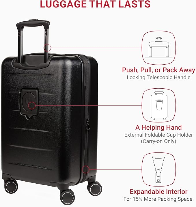 SwissGear 8020 Eclipse Collection Hardside Expandable Luggage – Black