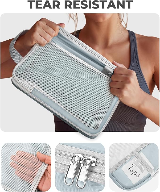 Percover Compression Packing Cubes 10-Piece Set, Packing Cubes Compression for Travel with Toiletry Bag, Laundry Bag & Shoe Bag, All-in-One Travel Organizer for Carry On & Checked Luggage, Slate Blue