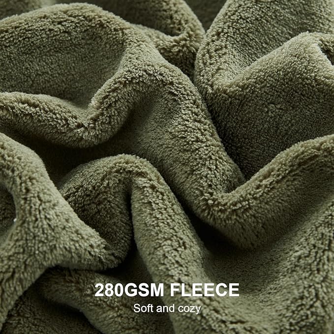 Hansleep Fleece Moss Green Throw Blanket, Super Soft Fuzzy Plush Cozy Blanket for All Seasons, Moss Green, Throw 50x60 Inches