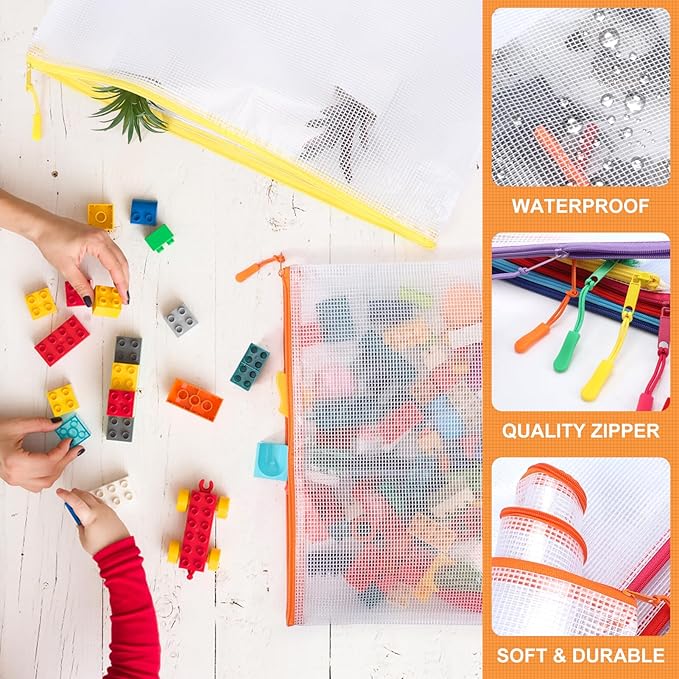 20PCS Mesh Zipper Pouch Bags,File Bags,Toy Storage Bags,Clear Organizer Bags,Suitable for Board Game,Home,School,and Office Organization(10A3+10A4)