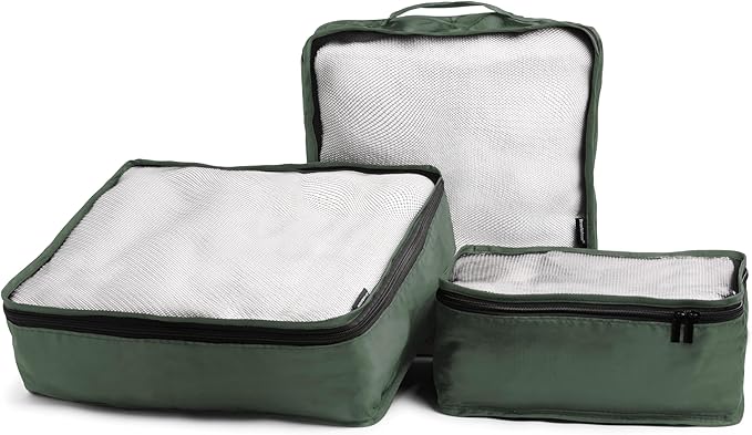 Brookstone Packing Cubes - 6 Piece Compression Packing Cubes for Travel Essentials - Luggage Sets Cube Storage Organizer Bags, Size One Size, Olive
