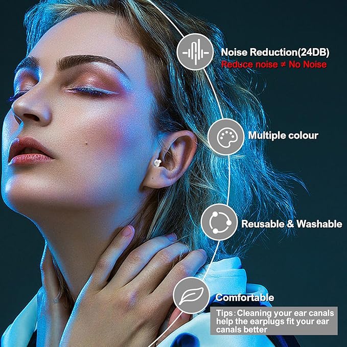 High Fidelity Concert Earplugs for Concerts Musicians，Earplugs for noise reduction，24db Advanced Filter Technology Ear Protection for Music Festivals,DJ's, Nightclub, Drummers - 2 Pairs（Silver）