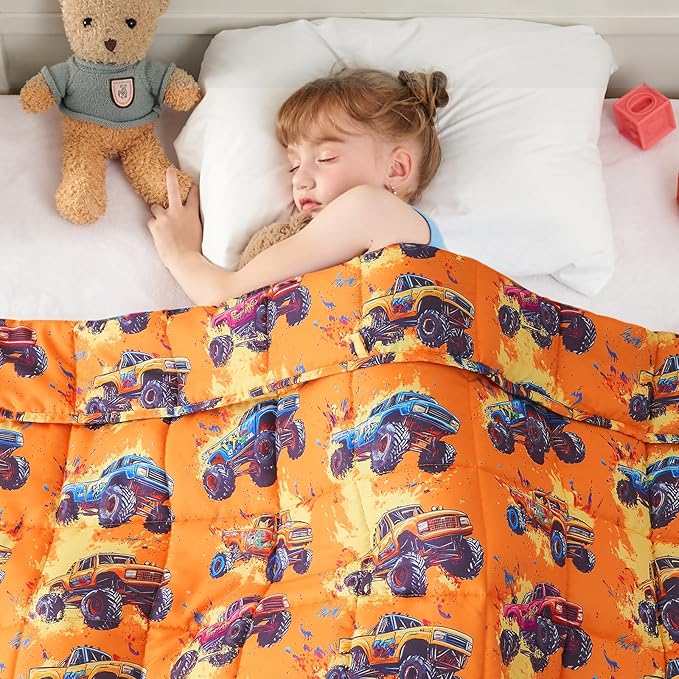 yescool Truck Car Weighted Blanket 3 Pounds Cooling Weighted Lap Blanket, Heavy Blanket for Sleeping, Breathable Weighted Throw Blanket Gifts for 20-40lbs, 36"x48"