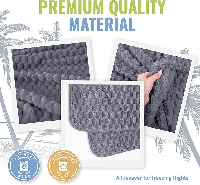 BOACAY Packable Travel Blanket for Airplane, Car - Compact Office Blanket - Portable Pillow for Adults, Kids with Case, Luggage Sleeve, Backpack Clip