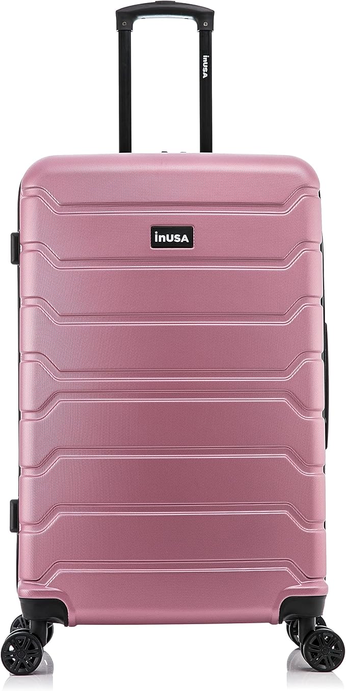 InUSA TREND Luggage with Spinner Wheels | Durable Lightweight Hardside Suitcase, Travel bag with Handle and Trolley, 28-Inch Large Checked luggage | Rose Gold