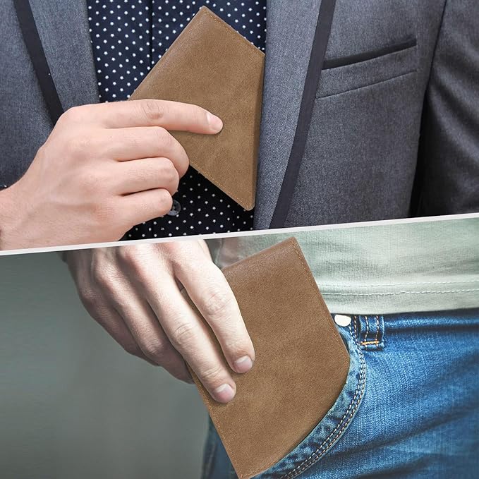 Chelmon Slim Wallet for Men ID Window with RFID Blocking Front Pocket Minimalist Bifold Bussiness Card Holder Gift for Men