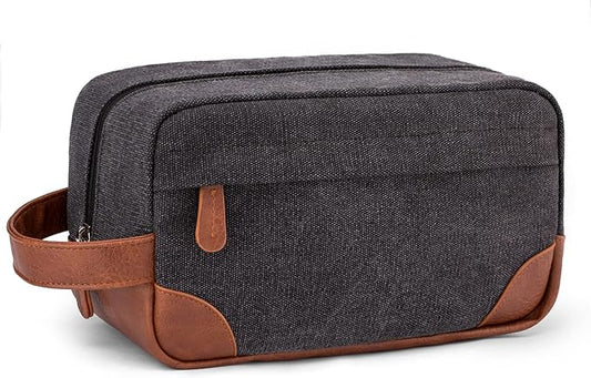 Vorspack Travel Toiletry Bag - Hanging Toiletry Bag for Men Water Resistant Canvas Shaving Bag with Large Capacity for Travel - Dark Grey