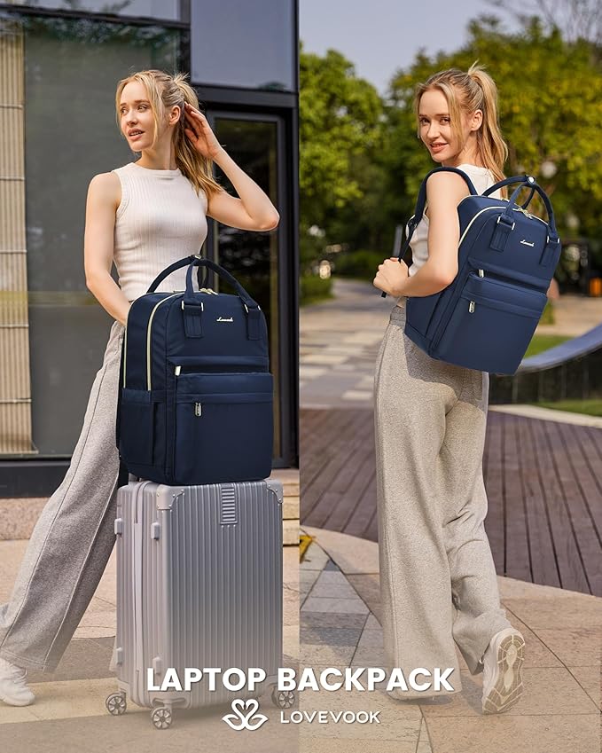 LOVEVOOK Laptop Backpack for Women 15.6 Inch Laptop Bag with USB Port, Fashion Waterproof Backpacks Teacher Nurse Stylish Travel Bags Vintage Daypacks for College Work