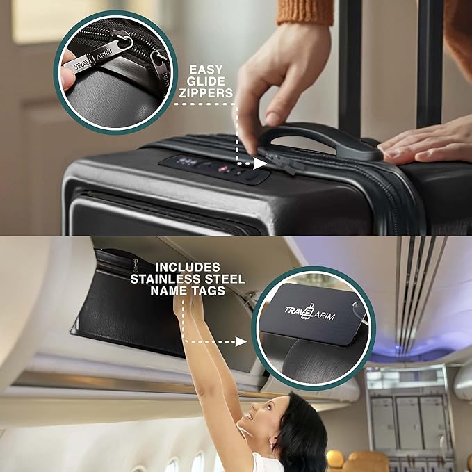 Luggage Sets 3 Piece, 20 Inch Carry on Luggage and 24 Inch Suitcases with Wheels Spinner, Durable Hard Shell Suitcase Set, Expandable Travel Suitcase, Black