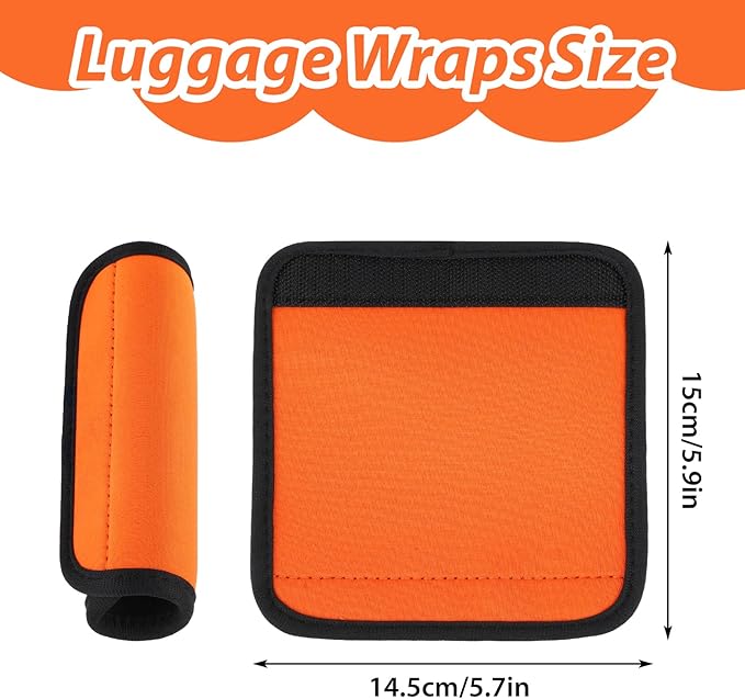 2Pack Luggage Handle Wrap for Suitcase Travel Essential Bright Orange Color Soft Luggage Identifiers for Suitcases Neoprene Material Comfortable Suitcase Handle Wraps for Traveling