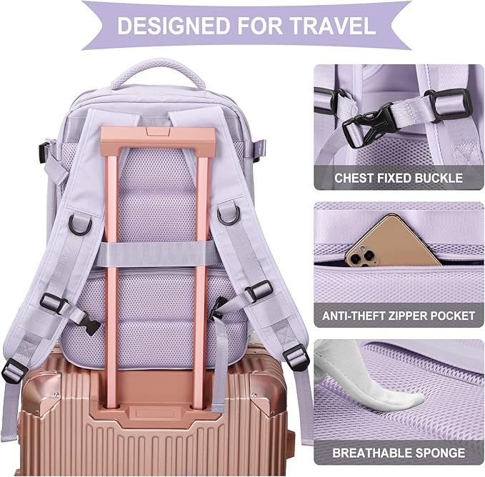 WONHOX Large Travel Backpack Carry on Flight Approved Laptop Work Business Backpack for Women Men Mochila de Viaje