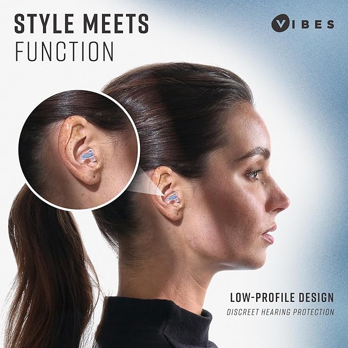 Vibes High Fidelity Ear Plugs - Invisible Earplugs for Music Concerts, Musicians, Motorcycles, Airplanes, Raves, and Work - Noise Reduction and Hearing Protection - Fits All Ears - Blue