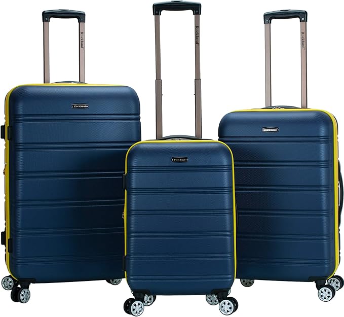 Rockland Melbourne Hardside Expandable Spinner Wheel Luggage, Navy, 3-Piece Set (20/24/28)