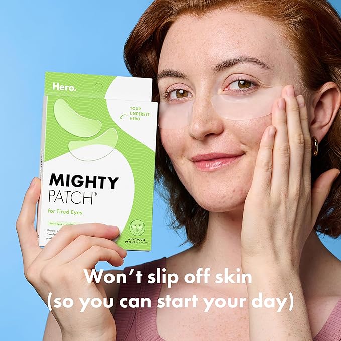 HERO COSMETICS Mighty Patch™ for Tired Eyes Patches - Soothing Hydrogel Patches - Awakens and Visibly De-puffs Undereyes with Multiple Applications (6 Count)