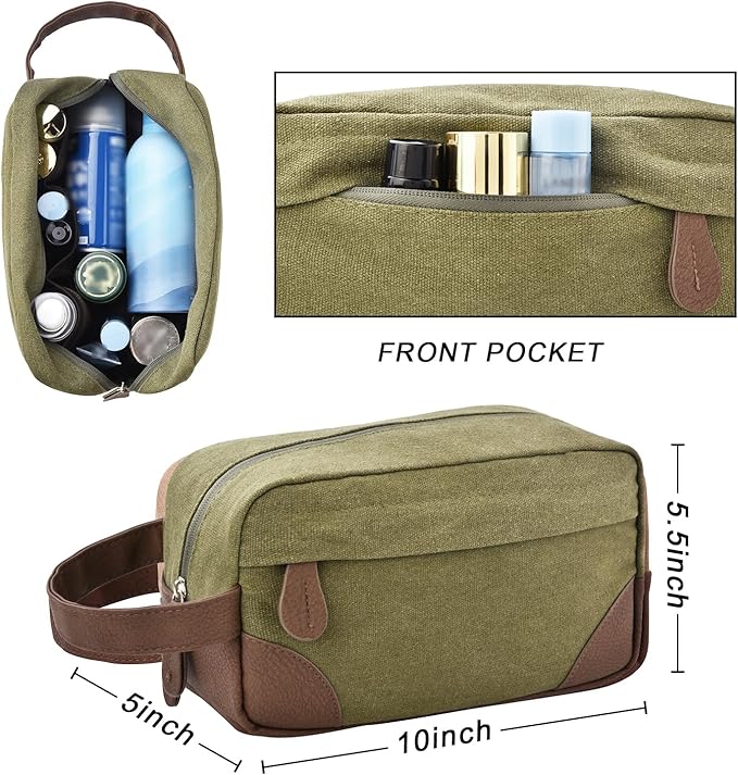 Litvyak Duffle Bag for Travel, Canvas Travel Duffel Bags Overnight Weekend Gym Carry On Luggage Bag for Men & Women (Army Green+Toiletry Bag, 50L)