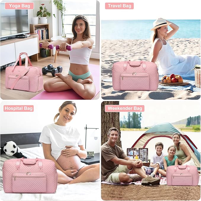 Large Weekender Travel Duffle Bag - With Shoe Compartment Weekender Bags for Womens Carry on Overnight Bag with Toiletry Bag Gym Duffel Bags with Wet Pocket Hospital Bags for Women Labor and Delivery