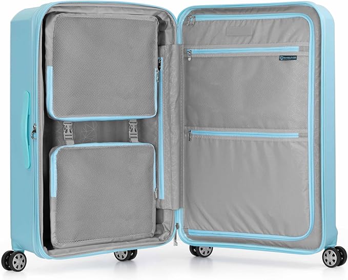 Traveler's Choice Pagosa Hardshell Expandable Luggage with Spinner Wheels, Baby Blue, 30-Inch Large
