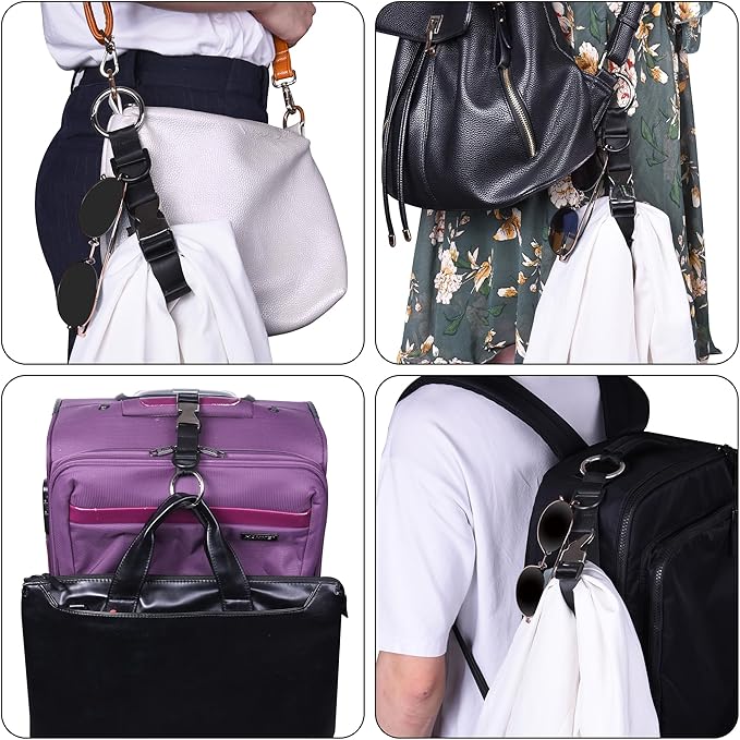 Wisdompro Jacket Gripper Strap, Add a Bag Luggage Straps Baggage Suitcase Belts Travel Accessories with Hook and D-Ring - Make Your Hands Free, Easy to Carry Your Extra Bags - Black