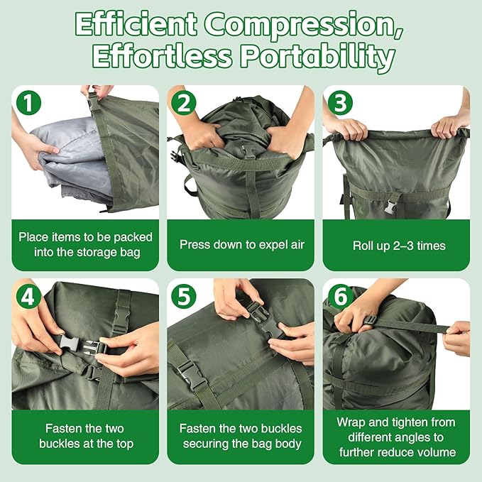 Compression Stuff Sack, Ultralight Portable Sleeping Bag Compression Sack, 15L/27L/45L Sleeping Bag Stuff Sack, Space-Saving Storage Sack for Backpacking, Camping, Hiking, Travel-L