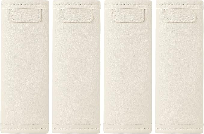 KINIVA Leather Luggage Handle Wrap 4 Pack Set,Luggage Identifiers Tags Markers for Luggage Suitcase,Travel Accessories(white-4pcs)