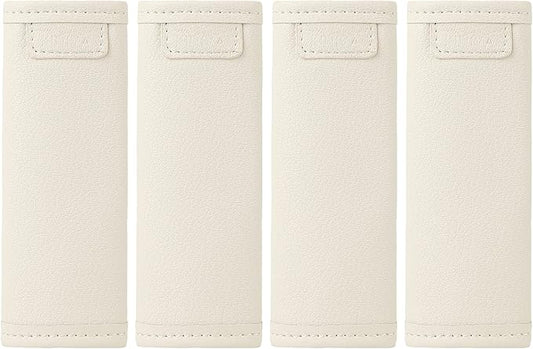 KINIVA Leather Luggage Handle Wrap 4 Pack Set,Luggage Identifiers Tags Markers for Luggage Suitcase,Travel Accessories(white-4pcs)