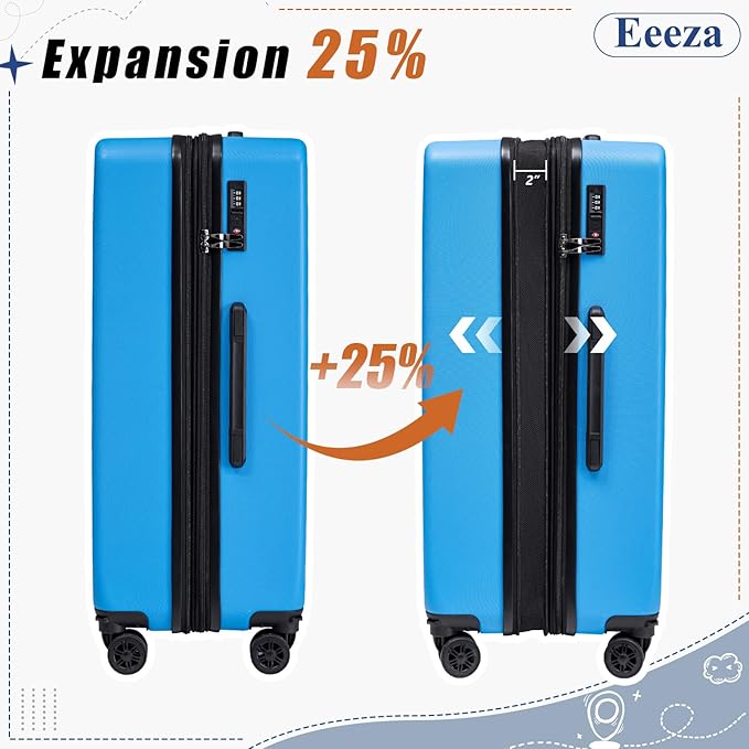 Expandable Carry on Luggage Sets,Suitcases with Detachable Wheels Hardshell 22x14x9 Airline Approved,Lightweight Luggage Set with TSA Lock,Carry on Suitcase