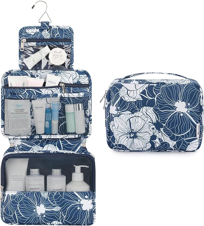 Mossio Hanging Toiletry Bag with Sturdy Hook - Large Portable Cosmetic Makeup Travel Organizer for Men & Women