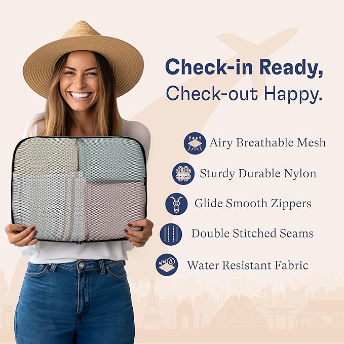 Shacke Packing Cubes for Travel 8 Set - Compression Luggage Organizer Bags - Versatile Travel Organizer for Women and Men - Optimized Packing Bags - Travel Essentials (Air Black)