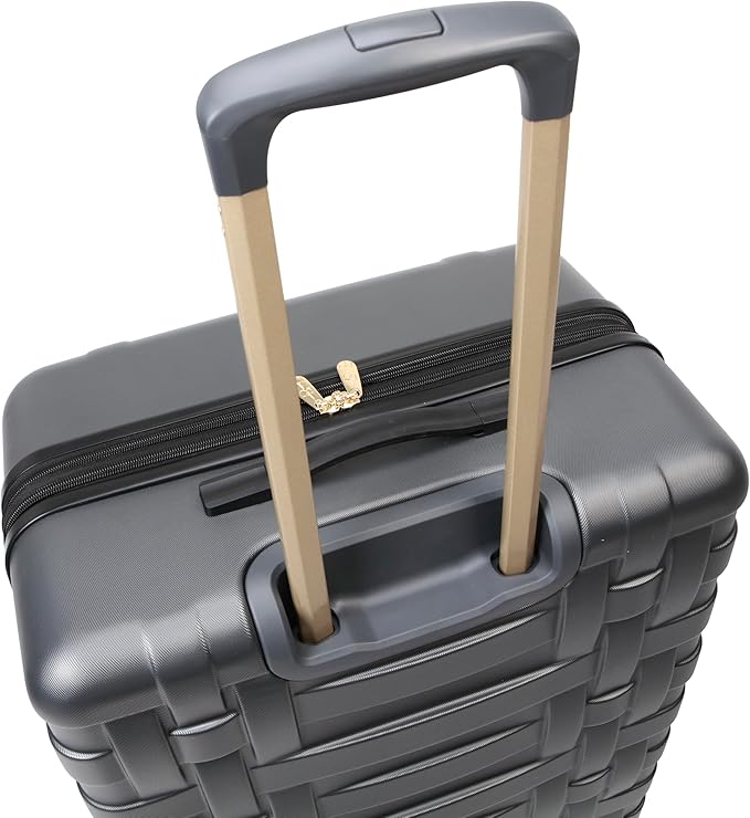 Jessica Simpson Taffeta 28"Expandable 8-Wheel Spinner Large Checked Luggage Suitcase, Gadget Grey