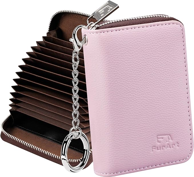 FurArt Zipper Wallet Women, RFID Blocking Credit Card Wallet, Business Card Holder, Compact Size KeyChain Wallet