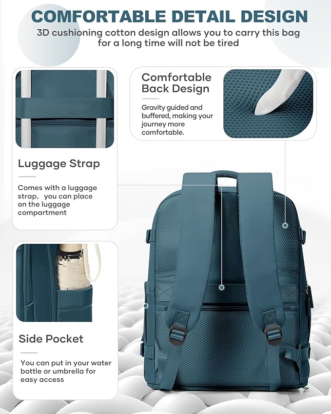 coowoz Travel Backpack Carry On for Women Man Gym Backpack with Laptop Compartment Mochila de Viaje Teacher Personal Item Backpacks Airplane Accessories Must Haves Peacock Blue,20L