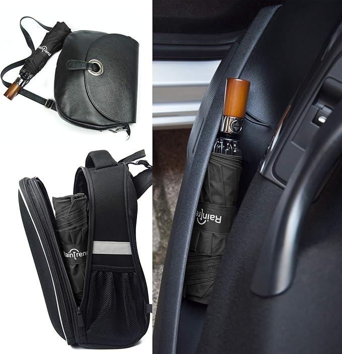 Raintrend Windproof Travel Umbrellas for Rain Automatic +10% Bigger Canopy Strong Frame Compact Folding Portable Umbrella for Women Men Backpack Purse