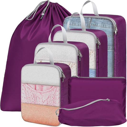 Cambond Compression Packing Cubes for Travel - Lightweight Expandable Travel Bags Luggage Organizers Travel Essentials Compression Cubes for Travel Space Saver for Carry on Suitcases Organizer