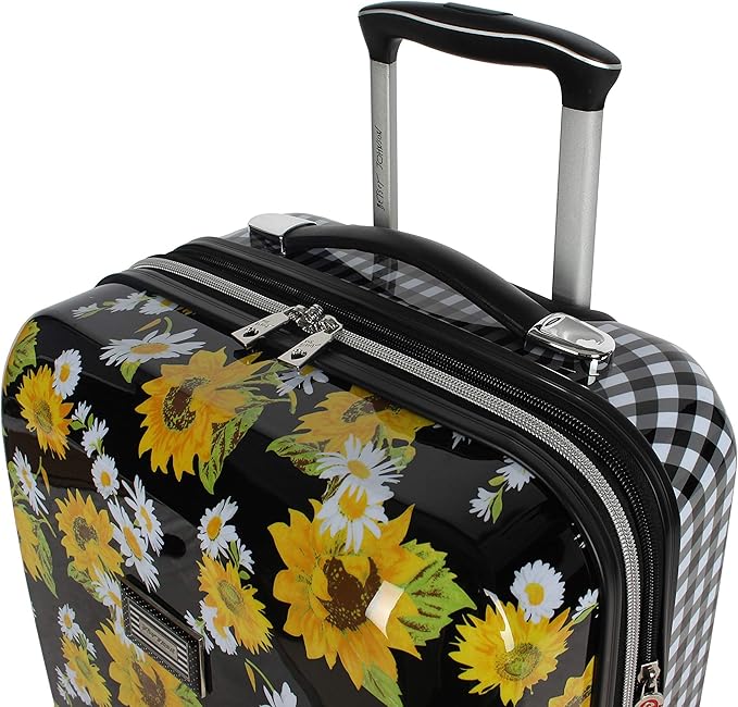 Betsey Johnson Designer 20 Inch Carry On - Expandable (ABS + PC) Hardside Luggage - Lightweight Durable Suitcase With 8-Rolling Spinner Wheels for Women (Sunflower)