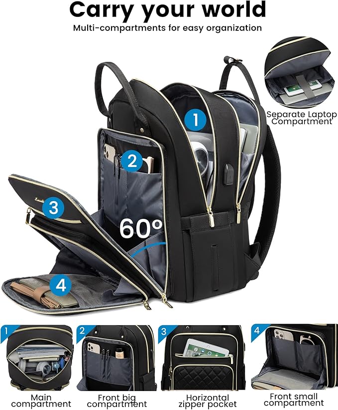 LOVEVOOK 17" Laptop Backpack for Women with Laptop Compartment, Water Resistant Travel Work Backpacks Purse Stylish College Business Teacher Nurse Computer Bag