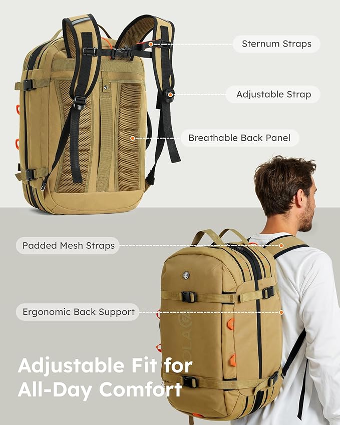 Tolaccea Travel Backpack for Men Women, 40L-50L Carry On Backpack with Wet Dry Compartment, TSA Approved Laptop Daypack Fits 15.6", Convertible Expandable Large Rucksack Duffel Bag for Work Travel