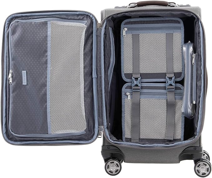Travelpro Platinum Elite Softside Expandable Luggage, 8 Wheel Spinner Suitcase, TSA Lock, Men and Women (Vintage Grey, 2-Piece Set (21/25))