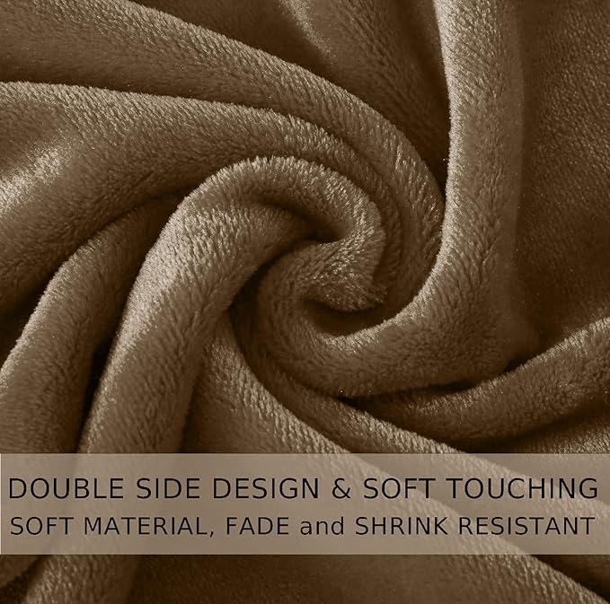 Soft Travel Size Throw for All Season Warm Fuzzy Microplush Lightweight Thermal Fleece Summer Autumn Fall Winter Spring Blankets for Bed Couch Sofa,50x60 Inches,Taupe
