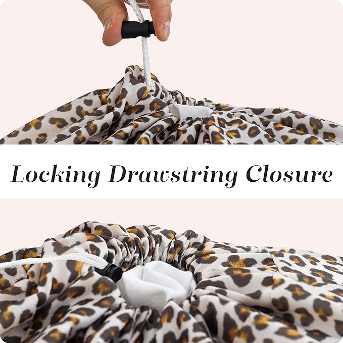 Nylon XL Laundry Bag - Locking Drawstring Closure, Machine Washable, These Large Bags Will Fit a Laundry Basket and Strong Enough to Carry up to Two Loads of Clothes (Leopard | 30" x 40")