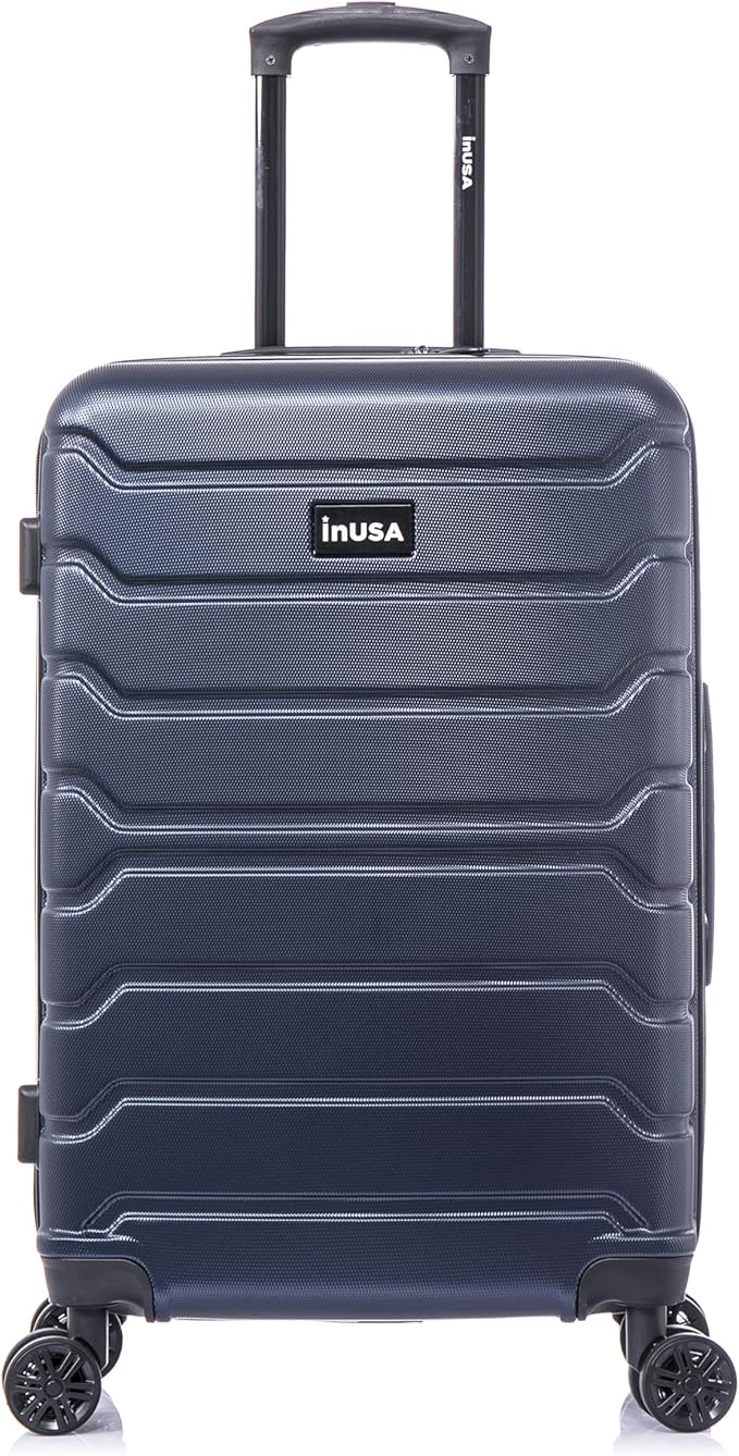 InUSA TREND Luggage with Spinner Wheels | Durable lightweight Hardside Suitcase, Travel bag with Handle and Trolley, 24-Inch Medium Checked luggage | Blue