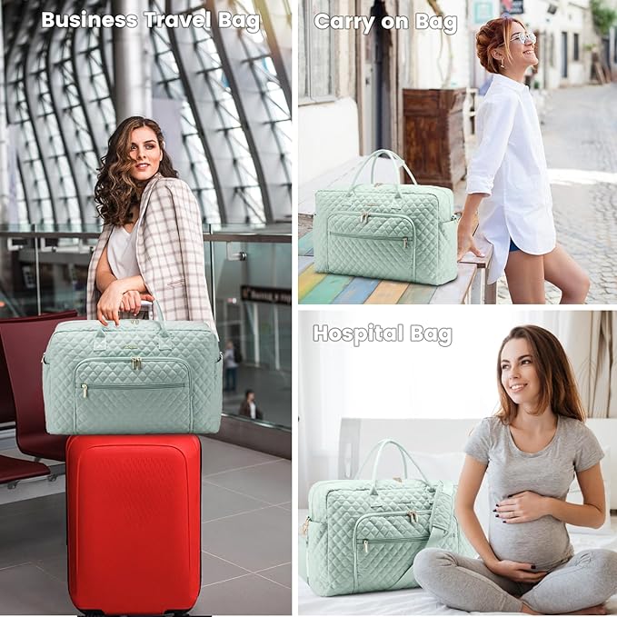 LOVEVOOK Travel Duffle Bag - Women's Weekender Carry On Overnight Laptop & Gym Bag With Toiletry/Shoe Pocket, Hospital Labor Bag