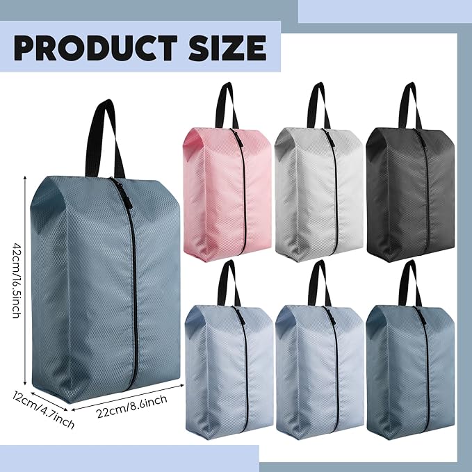 6 Pcs Travel Shoe Bags with Zipper Portable Suitcase Shoe Organizer Packing for Men Women Nylon Multicolor(L,Dusty Pink)
