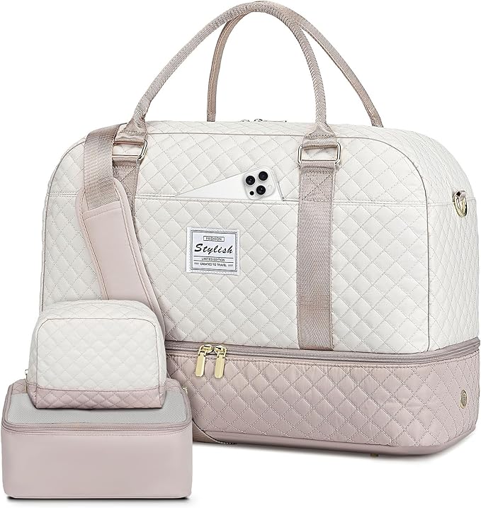 Weekender Bags for Women Travel Bag- Duffle Bag for Women with Shoe Compartment Carry On Overnight Bag with Toiletry Bag & Wet Pocket