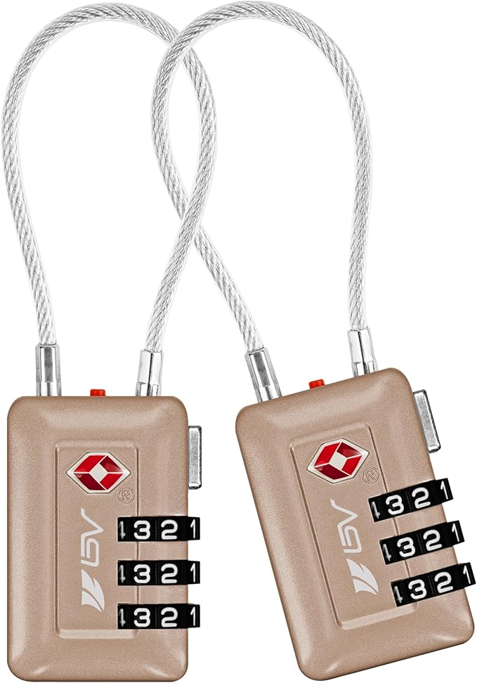 TSA Accepted Luggage Travel Lock, Set-Your-Own Combination Lock for School Gym Locker, Luggage Suitcase Baggage Locks, Filing Cabinets, Toolbox, Case (Titanium, 2 Pack)